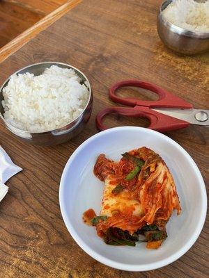 Kimchi and rice refill...offered, not asked for