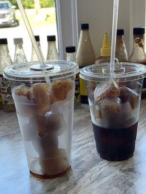 Iced coffee with coffee cubes!