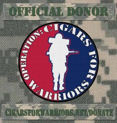 Official Donor and drop off location for Cigars for Warriors! Receive a discount on your entire purchase when you donate!