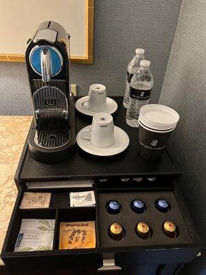 Nespresso coffee and complimentary water!