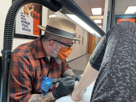 Lantz working on my tattoo