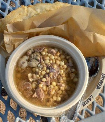 My lamb stew with roasted corn and fry bread ($15).