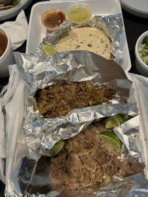 1/2 pound Barbacoa and 1/2 pound montalayo