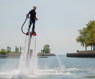 Trying out our new Flyboarding experience here in Chicago