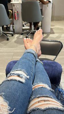 pedicure with white gel