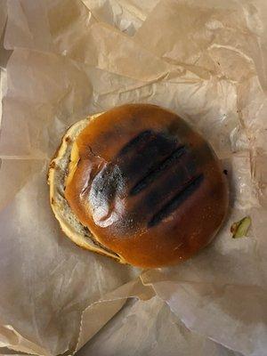 Burnt burger bun