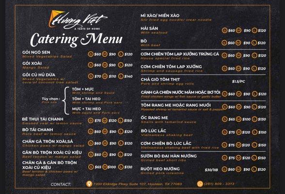 Catering menu