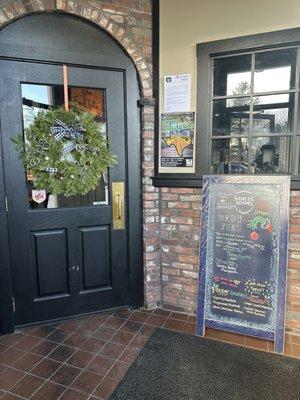 Entryway with special seasonal menu