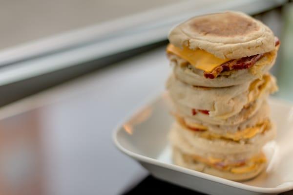 Sausage, Bacon or Ham Breakfast Sandwich available on English Muffin or Bagel