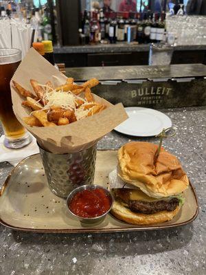 Smashed burger and truffle fries