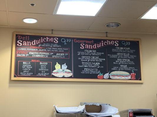 Deli Sandwich Menu