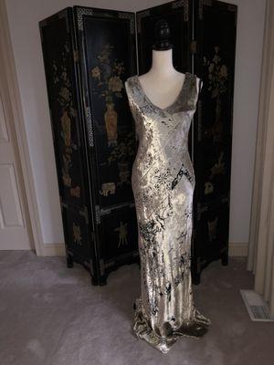 Front of black and cream velvet gown, size 8