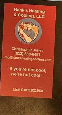 Thank you Hanks Heating and Cooling