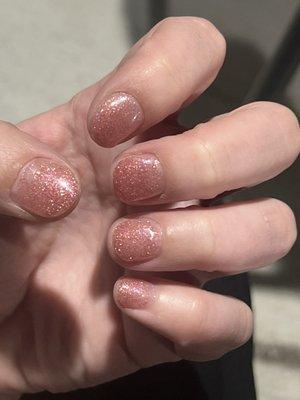 Light pink glitter gel nails