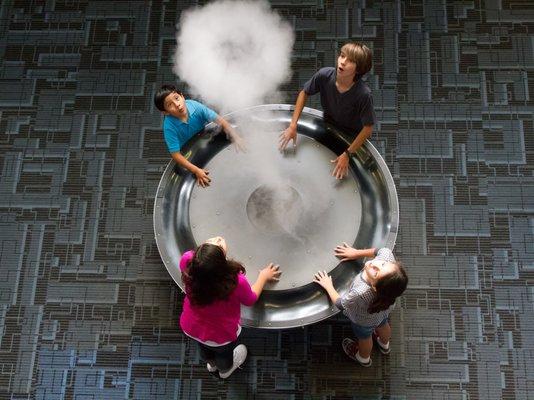 children playing at interactive exhibit