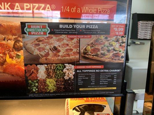 Build your pizza / menu