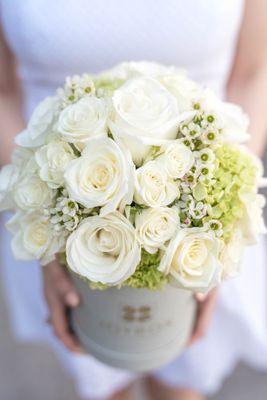 White Linen arrangement in our French grey Luxe box.