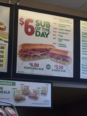 $6 sub of the day!