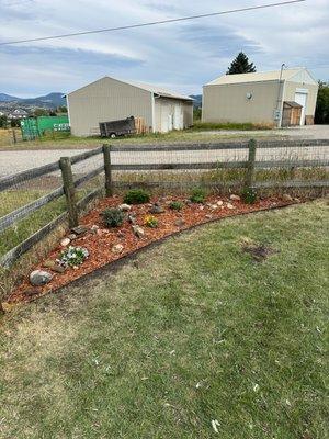 Corner cleanup and mulch bed installation