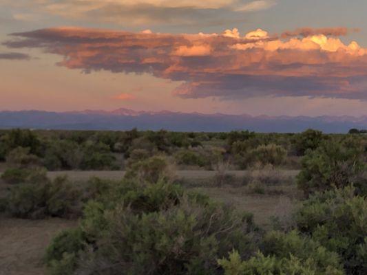 Looking East at sunset time from our tent site.