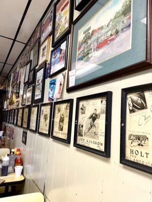 Wall decor of all Mr Ed's keepsakes