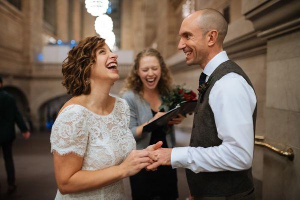 Laughter is the vow of life! Married by Amanda of Officiant NYC photo: JC Lemon Photography