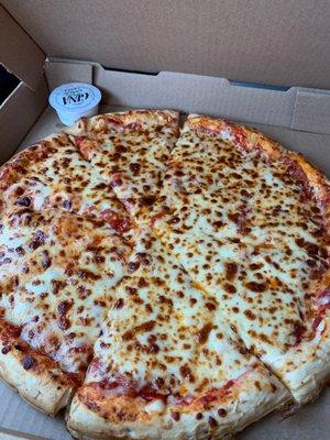 Half cheese half pepperoni- toppings under the cheese