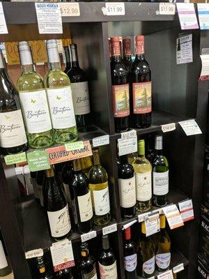 Organic section of wines