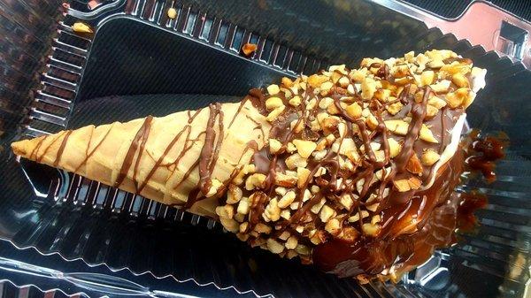 Cheesecake filled waffle cone.