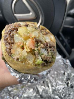 Inside a Cali burrito - with carne asada