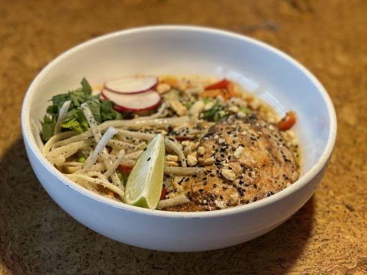 Thai Noodle Bowl with Salmon