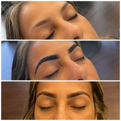 Brow henna before and after