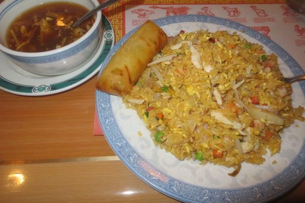 Deluxe fried rice and hot and sour soup--so good!