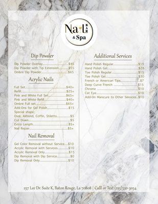 Service menu back page