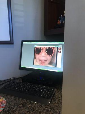 She could see herself on the monitor!