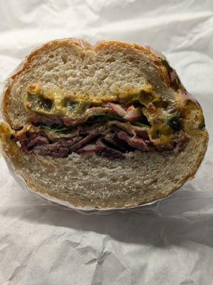 Look at that roast beef, bacon, jalapeños, delicious