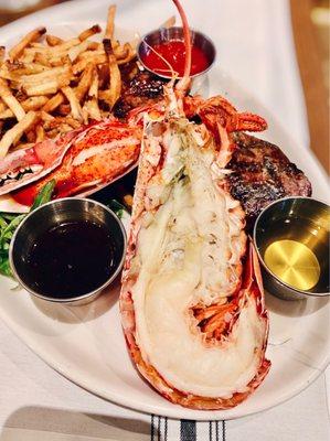 New York strip steak and lobster