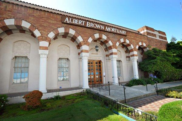 Front entrance of Albert Brown Mortuary in the Piedmont district.