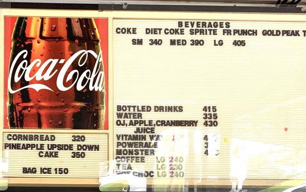 Beverage menu