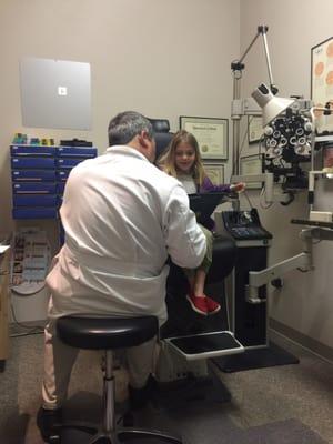 Eye exam for my daughter with Autism. Dr. Wong is awesome!!