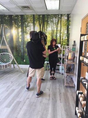 Stef doing an interview with KDKA News on the benefits of a CBD Ashiatsu Massage.