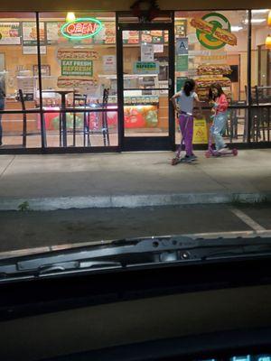 These are some random children with no parents around, so mommy might be inside working in Subway