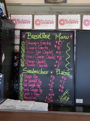 Breakfast menu