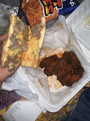 For 30$ this is unacceptable wings are dry and burnt and it's not enough meat on my sandwich the reviews was right pleas do not eat here