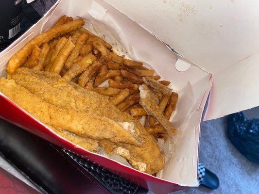 Unseasoned Fish and some soggy ass fries