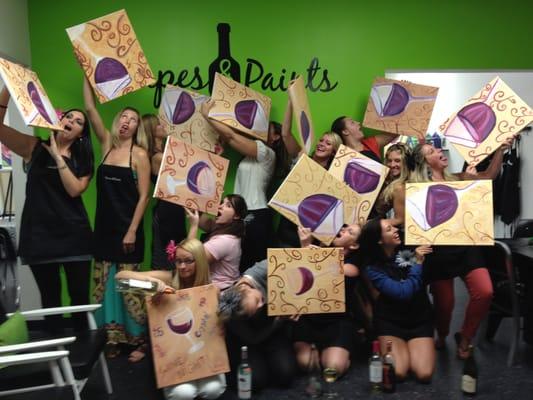 Did we mention this is fun art.. not fine art! Always a good time at Grapes & Paints!