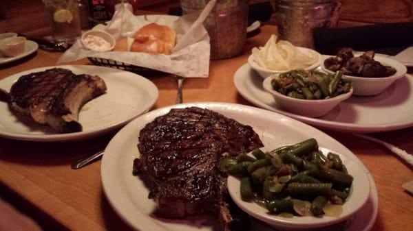 Bone in ribeye feast sweet baked potato