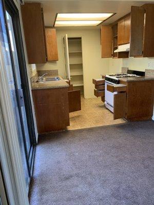 Clean kitchen. Don't ask about roach droppings that were there when I moved in.