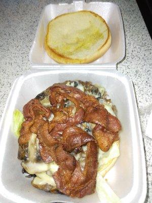 Mushrooms Swiss Burger w/Bacon