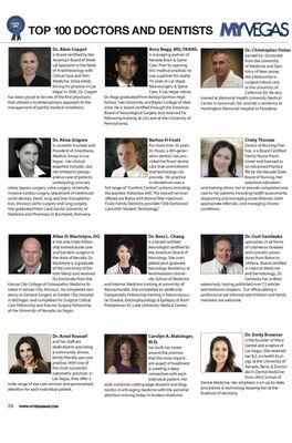 2018 MyVegas Magazine Top 100 Doctors and Dentists.